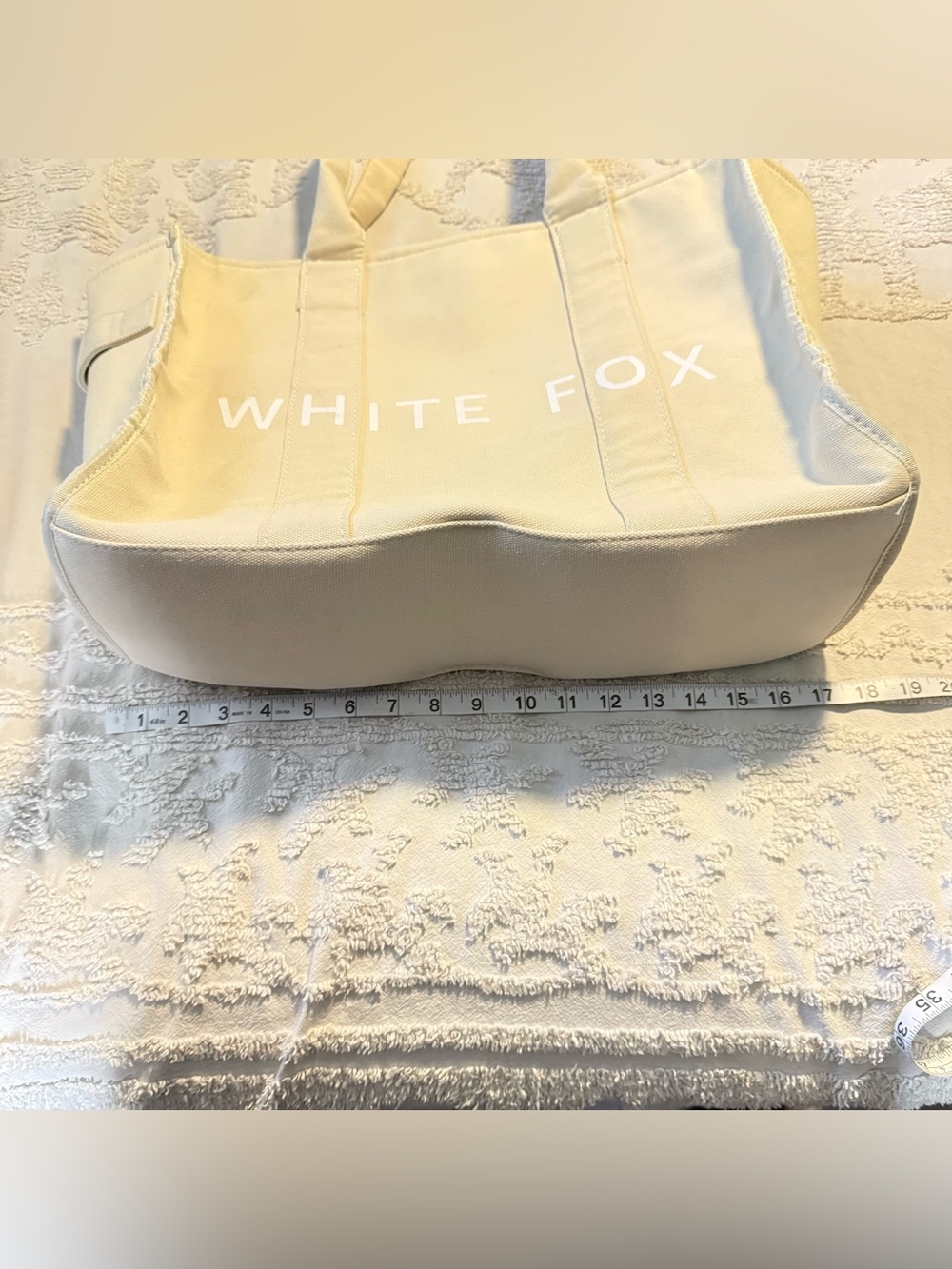 White Fox Boutique Cream Canvas Logo Tote - Picture 10 of 10